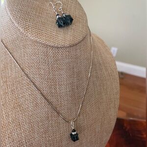 Sapphire Swarovski Crystal Earring and Necklace Set